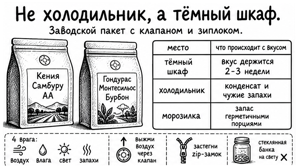 Обложка: Не холодильник, а тёмный шкаф. Заводской пакет с клапаном и зиплоком