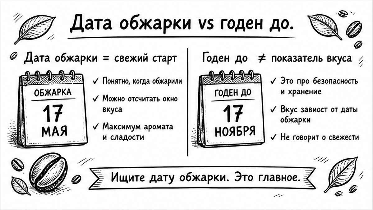 Схема окна вкуса после обжарки: дни 5-21